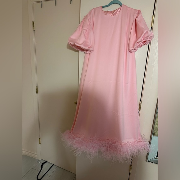 Similar to HUISHAN ZHANG
Poppy feather-trimmed recycled-crepe midi dress - Picture 9 of 10